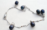 Sterling Silver Blue Pearl Bracelet 9" - The Jewelry Lady's Store