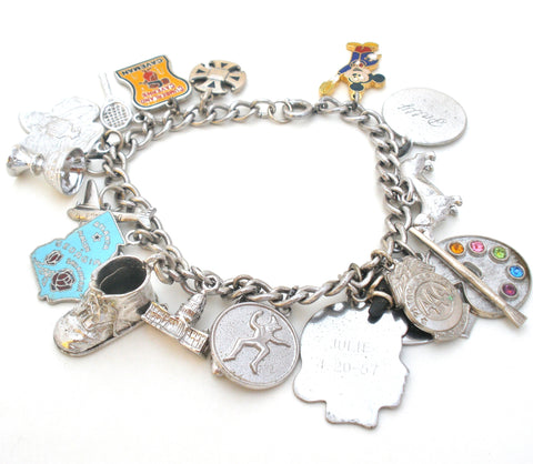 Sterling Silver Bracelet with Charms Vintage
