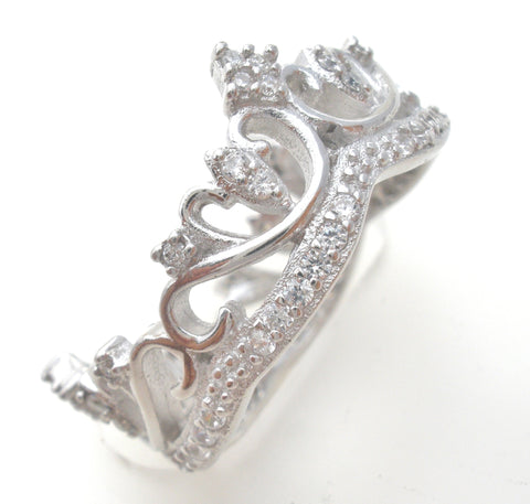 Sterling Silver CZ Crown Ring Size 7