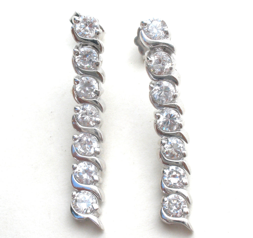 Sterling Silver Dangle Cubic Zirconia Earrings - The Jewelry Lady's Store