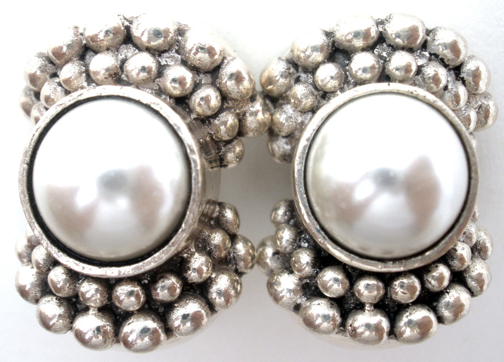 Sterling Silver Faux Pearl Clip On Earrings - The Jewelry Lady's Store