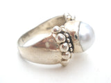Sterling Silver Faux Pearl Ring Size 9 - The Jewelry Lady's Store