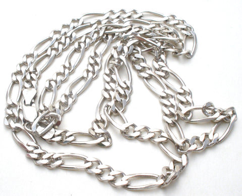 Sterling Silver Figaro Chain Necklace 36"
