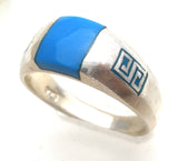 Sterling Silver Inlay Turquoise Ring Size 8.5 - The Jewelry Lady's Store