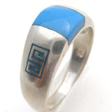Sterling Silver Inlay Turquoise Ring Size 8.5 - The Jewelry Lady's Store