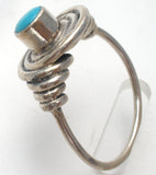 Vintage Round Turquoise Ring Sterling Silver Size 7.5 - The Jewelry Lady's Store