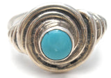 Vintage Round Turquoise Ring Sterling Silver Size 7.5 - The Jewelry Lady's Store