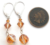 Sterling Silver Yellow Gold Crystal Bead Earrings - The Jewelry Lady's Store