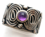 Sterling Silver Amethyst Wide Ring Size 5 - The Jewelry Lady's Store