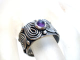 Sterling Silver Amethyst Wide Ring Size 5 - The Jewelry Lady's Store