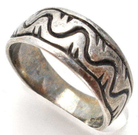Sterling Silver Band Overlay Technique Ring Size 7