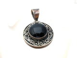 Sterling Silver Black Onyx Pendant Slide Vintage - The Jewelry Lady's Store