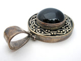 Sterling Silver Black Onyx Pendant Slide Vintage - The Jewelry Lady's Store