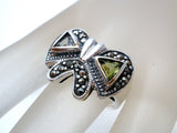 Sterling Silver Bow Ring with Amethyst & Peridot - The Jewelry Lady's Store