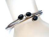 Sterling Silver Black Onyx Cuff Bracelet Vintage - The Jewelry Lady's Store
