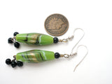 Sterling Silver Green Foiled Art Glass Bead Earrings - The Jewelry Lady's Store