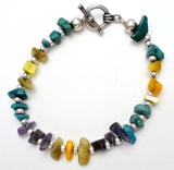 Sterling Silver Nugget Bead Gemstone Bracelet 7.5" - The Jewelry Lady's Store
