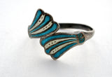 Sterling Silver Siam Blue Enamel Ring Vintage - The Jewelry Lady's Store