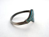 Sterling Silver Siam Blue Enamel Ring Vintage - The Jewelry Lady's Store