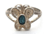 Sterling Silver Turquoise Butterfly Ring Size 5.5 Vintage - The Jewelry Lady's Store