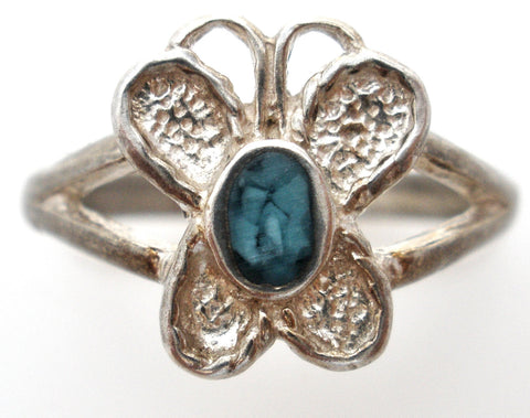 Sterling Silver Turquoise Butterfly Ring Size 5.5 Vintage