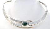 Taxco Sterling Silver Malachite Collar Necklace - The Jewelry Lady's Store