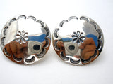 Taxco Sterling Silver Round Earrings Vintage - The Jewelry Lady's Store
