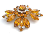 Yellow Gold Rhinestone Brass Brooch Pin Vintage - The Jewelry Lady's Store