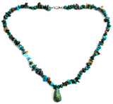 Turquoise Nugget Bead Necklace 16" Vintage - The Jewelry Lady's Store