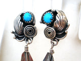 Turquoise Feather Earrings Sterling Silver - The Jewelry Lady's Store