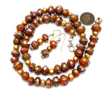 Venetian Murano Brown Glass Bead Wedding Cake Necklace - The Jewelry Lady's Store