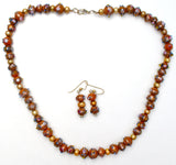 Venetian Murano Brown Glass Bead Wedding Cake Necklace - The Jewelry Lady's Store