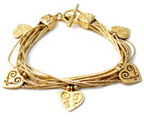 Vermeil Liquid Silver Bead Heart Charm Bracelet 925 - The Jewelry Lady's Store