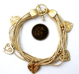 Vermeil Liquid Silver Bead Heart Charm Bracelet 925 - The Jewelry Lady's Store