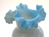 Victorian Hand Blown Blue Ruffle Vase - The Jewelry Lady's Store