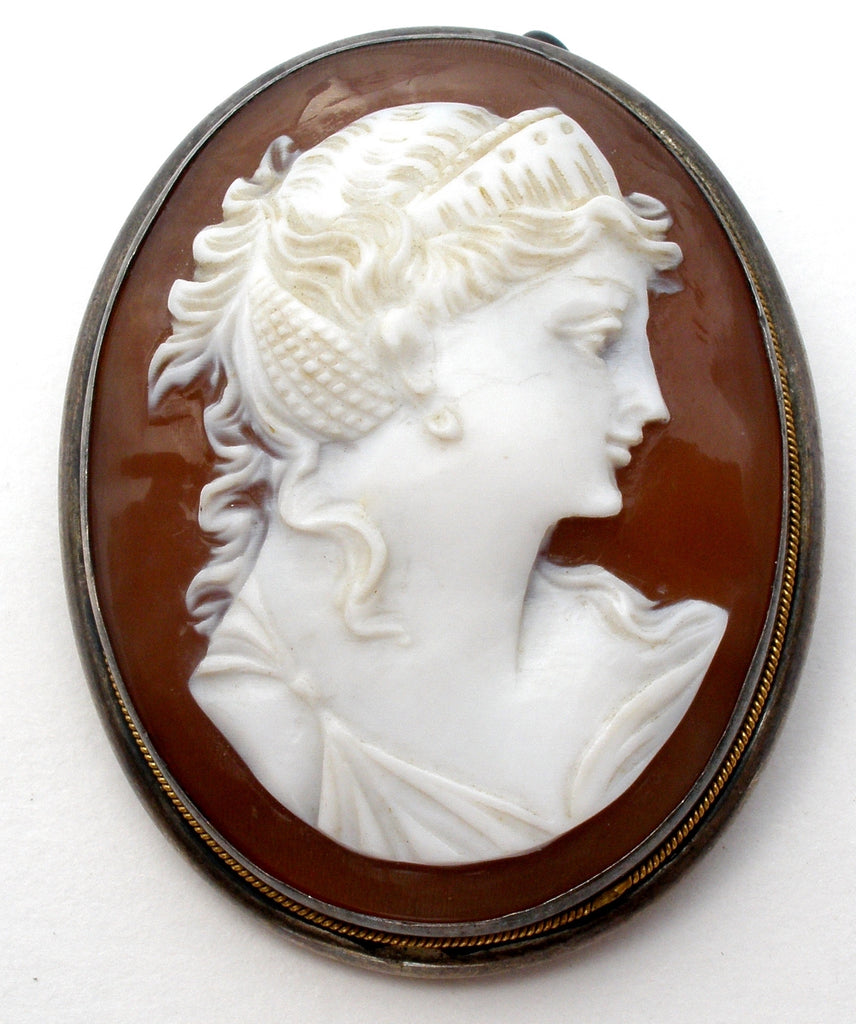 Victorian Hand Carved Cameo Pendant Brooch - The Jewelry Lady's Store