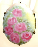Victorian Hand Painted Pink Rose Brooch Pin - The Jewelry Lady's Store