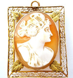 Cameo Pendant Brooch Victorian 10K Yellow Gold - The Jewelry Lady's Store