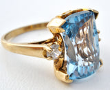 Victorian Blue Topaz & White Sapphire 10K Gold Ring - The Jewelry Lady's Store