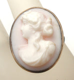 Victorian Left Facing Angel Skin Coral Cameo Brooch - The Jewelry Lady's Store