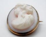Victorian Left Facing Angel Skin Coral Cameo Brooch - The Jewelry Lady's Store