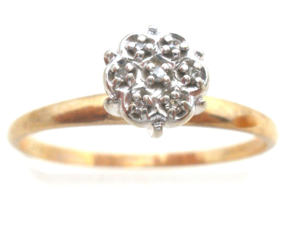 Vintage 10k Yellow Gold Diamond Cluster Ring - The Jewelry Lady's Store