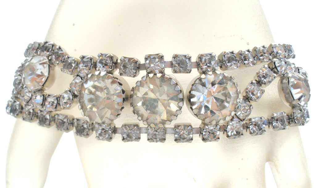 Vintage Bracelet with Clear Rhinestones 7.25" - The Jewelry Lady's Store