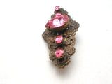 Vintage Brass Flower Brooch Pin With Pink Rhinestones - The Jewelry Lady's Store