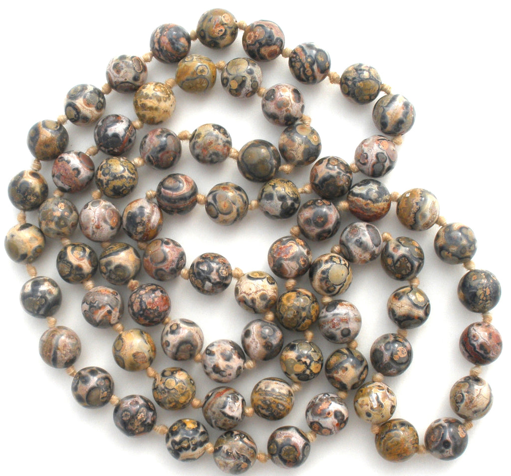 Vintage Brown Jasper Bead Necklace 34" - The Jewelry Lady's Store