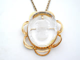 Vintage Clear Intaglio Pendant Necklace 24" - The Jewelry Lady's Store