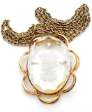 Vintage Clear Intaglio Pendant Necklace 24" - The Jewelry Lady's Store