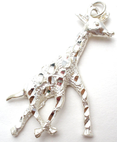 Vintage Giraffe Charm Pendant Sterling Silver