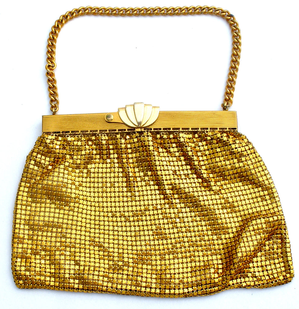 Vintage Gold Tone Metal Mesh Purse - The Jewelry Lady's Store
