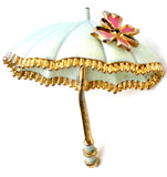 Vintage Green Enamel Butterfly Umbrella Brooch - The Jewelry Lady's Store